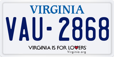 VA license plate VAU2868