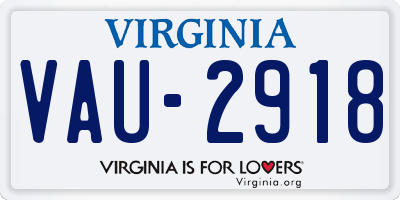 VA license plate VAU2918