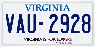VA license plate VAU2928