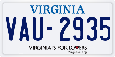 VA license plate VAU2935