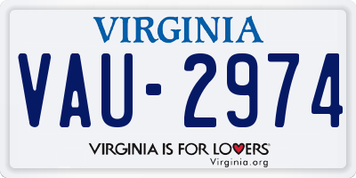 VA license plate VAU2974