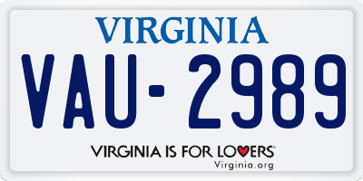 VA license plate VAU2989