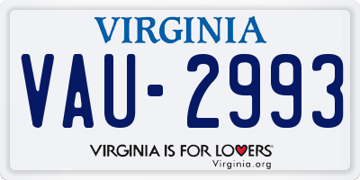 VA license plate VAU2993