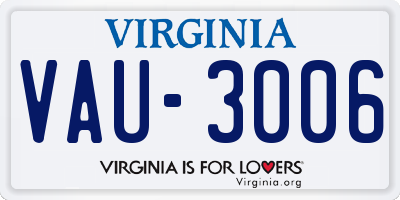 VA license plate VAU3006