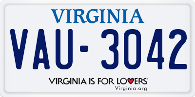 VA license plate VAU3042