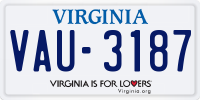 VA license plate VAU3187