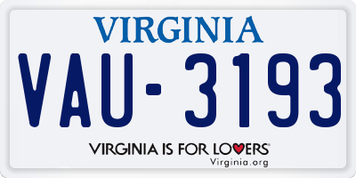 VA license plate VAU3193