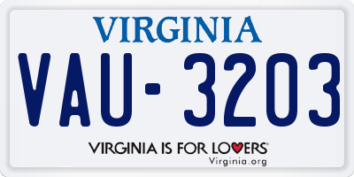 VA license plate VAU3203