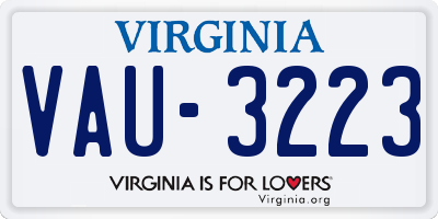 VA license plate VAU3223