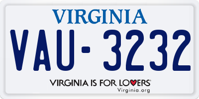 VA license plate VAU3232