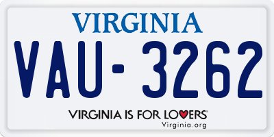 VA license plate VAU3262