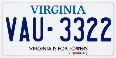 VA license plate VAU3322