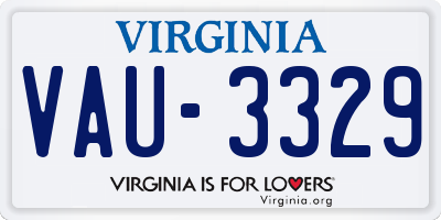 VA license plate VAU3329