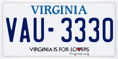 VA license plate VAU3330