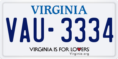 VA license plate VAU3334