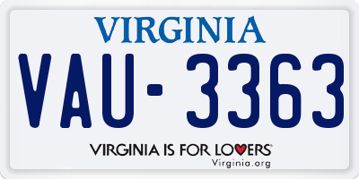 VA license plate VAU3363