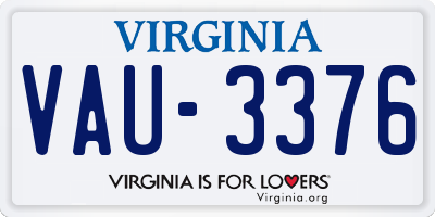 VA license plate VAU3376