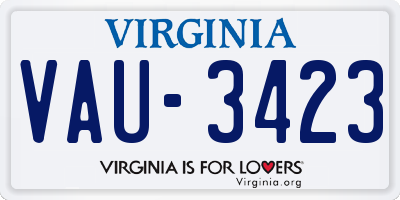 VA license plate VAU3423