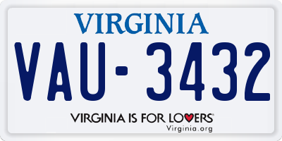 VA license plate VAU3432