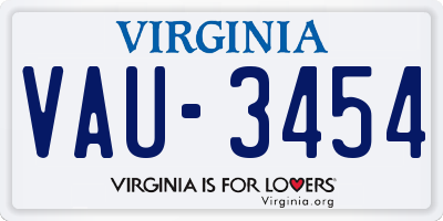 VA license plate VAU3454