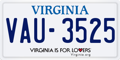 VA license plate VAU3525
