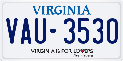 VA license plate VAU3530