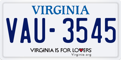 VA license plate VAU3545