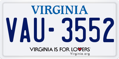 VA license plate VAU3552