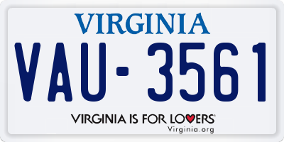 VA license plate VAU3561