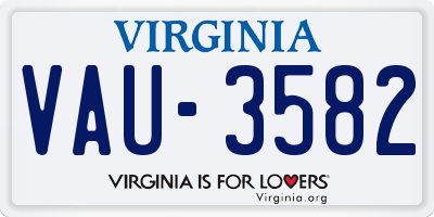 VA license plate VAU3582