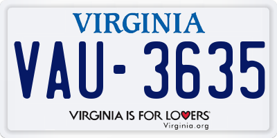 VA license plate VAU3635