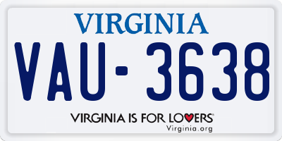 VA license plate VAU3638