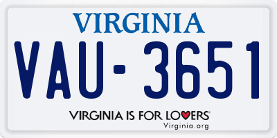 VA license plate VAU3651