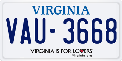 VA license plate VAU3668