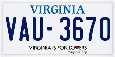 VA license plate VAU3670