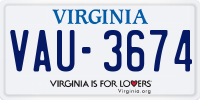 VA license plate VAU3674