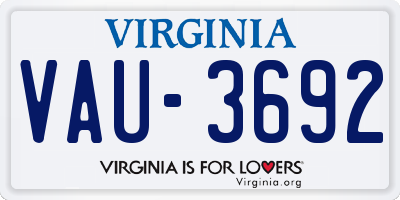 VA license plate VAU3692