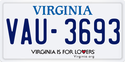 VA license plate VAU3693