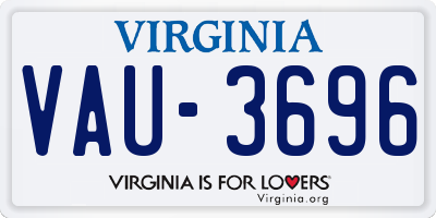 VA license plate VAU3696