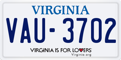 VA license plate VAU3702