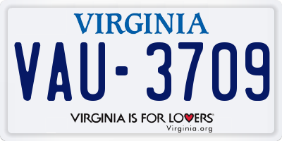 VA license plate VAU3709
