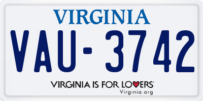 VA license plate VAU3742