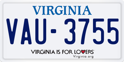 VA license plate VAU3755