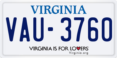 VA license plate VAU3760