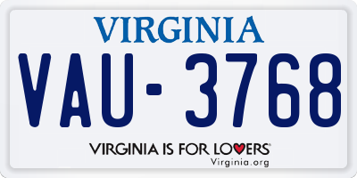 VA license plate VAU3768