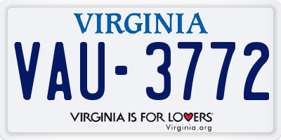 VA license plate VAU3772