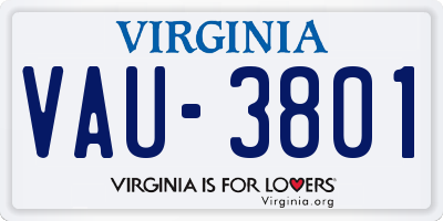 VA license plate VAU3801