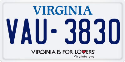 VA license plate VAU3830