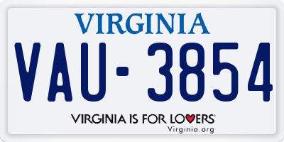 VA license plate VAU3854