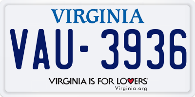 VA license plate VAU3936